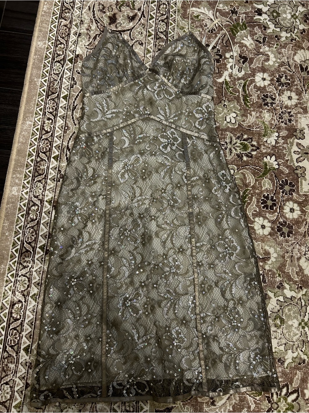 Gold and silver halter lace dress
